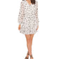 Vestido feminino Vince Camuto com babados e sobrepeliz estampado, branco, tamanho médio