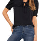 Blusa CeCe Feminina Manga Bufante Gola Amarrada Preta Tamanho X-G