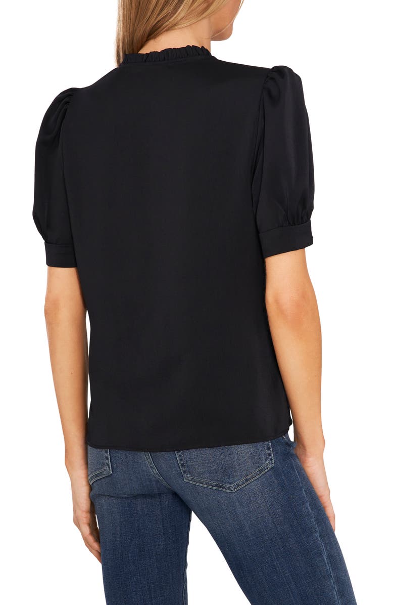 Blusa CeCe Feminina Manga Bufante Gola Amarrada Preta Tamanho X-G