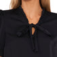 Blusa CeCe Feminina Manga Bufante Gola Amarrada Preta Tamanho X-G