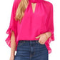 Top feminino Vince Camuto com recorte e mangas bufantes, rosa, tamanho grande