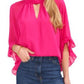 Top feminino Vince Camuto com recorte e mangas bufantes, rosa, tamanho grande