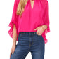 Vince Camuto Top feminino com recorte e mangas bufantes, rosa, tamanho extragrande