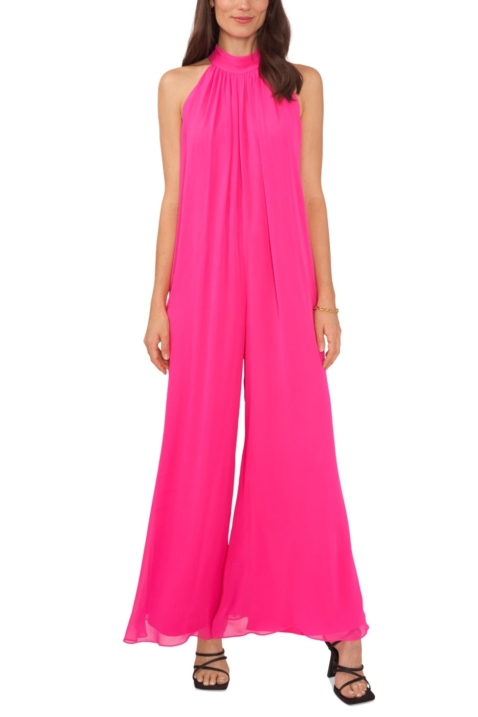 Macacão feminino Vince Camuto com alças largas e pernas largas, rosa, tamanho XX-S