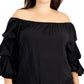 Vince Camuto Top feminino ombro a ombro manga lanterna preto tamanho 2X