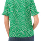 Blusa CeCe Daisy Melody com babados e manga curta, verde, tamanho grande, para mulheres