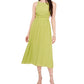 1.STATE Vestido midi sem mangas com recorte feminino, verde, tamanho XX-S