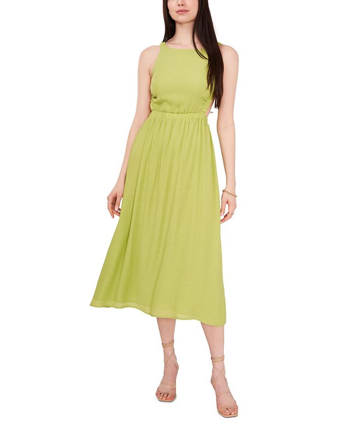 1.STATE Vestido midi sem mangas com recorte feminino, verde, tamanho XX-S