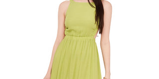 1.STATE Vestido midi sem mangas com recorte feminino, verde, tamanho XX-S