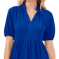 Minivestido feminino CeCe com babados em camadas, azul, tamanho médio