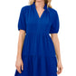 Minivestido feminino CeCe com babados em camadas, azul, tamanho médio