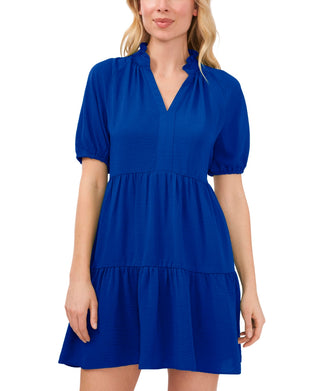 CeCe Women's Tiered Ruffle Minidress Blue Size Medium