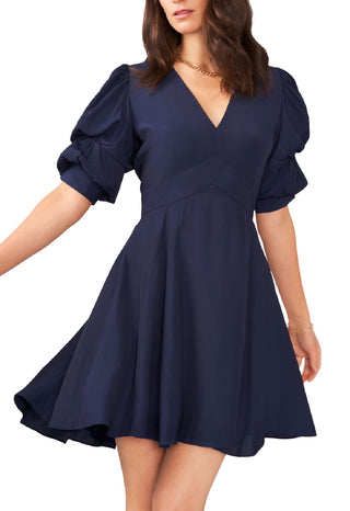 1.STATE Women's Tiered Bubble Sleeve Dress Blue Size Large