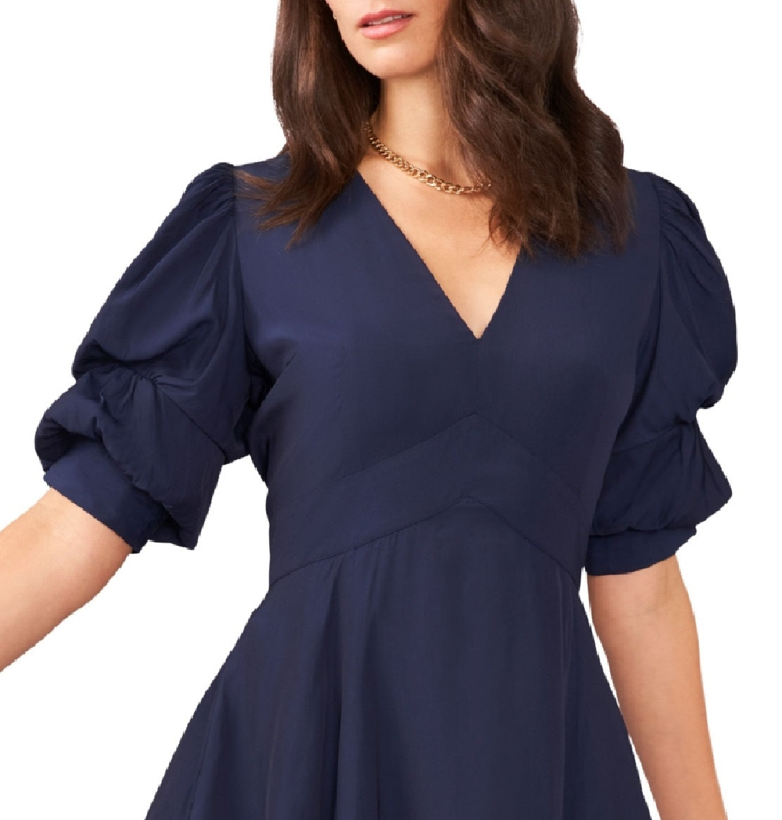 1.STATE Vestido feminino com mangas bufantes e camadas, azul, tamanho grande