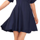 1.STATE Vestido feminino com mangas bufantes e camadas, azul, tamanho grande