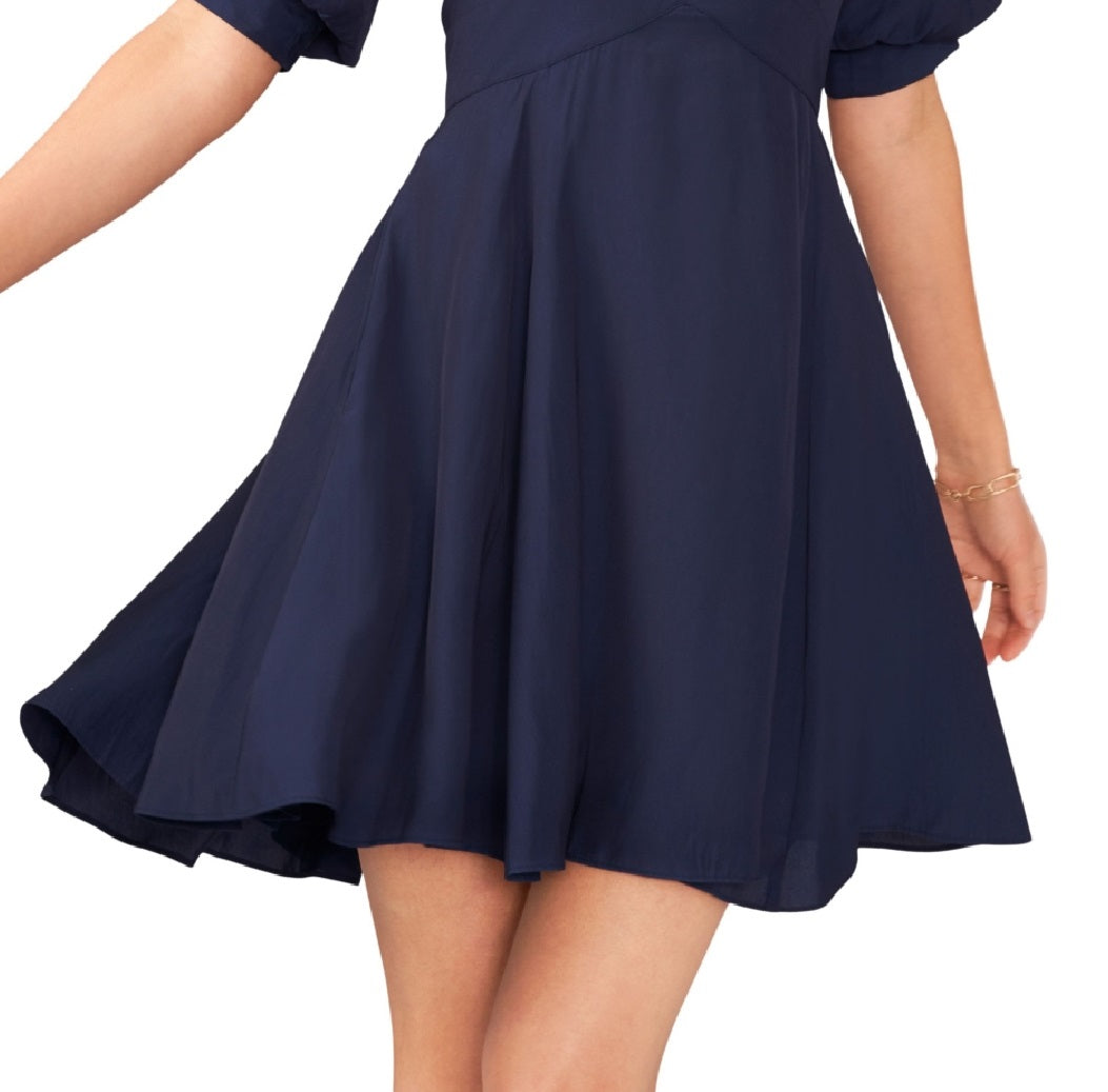 1.STATE Vestido feminino com mangas bufantes e camadas, azul, tamanho grande