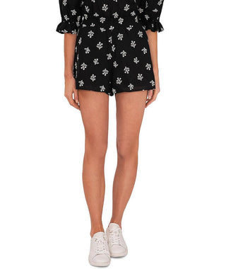 CeCe Women's Floral Embroidered Shorts Black Size Medium