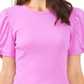 1. Camiseta de malha canelada com manga bufante Íris Orquídea tamanho P