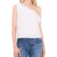 Blusa feminina Riley &amp; Rae com laço e um ombro, branca, tamanho pequeno