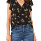 1. STATE Top de chiffon com decote em V e mangas esvoaçantes em estilo vintage Garden, tamanho XS
