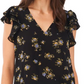 1. STATE Top de chiffon com decote em V e mangas esvoaçantes em estilo vintage Garden, tamanho XS