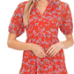 Vestido babydoll com estampa floral feminino CeCe vermelho tamanho médio