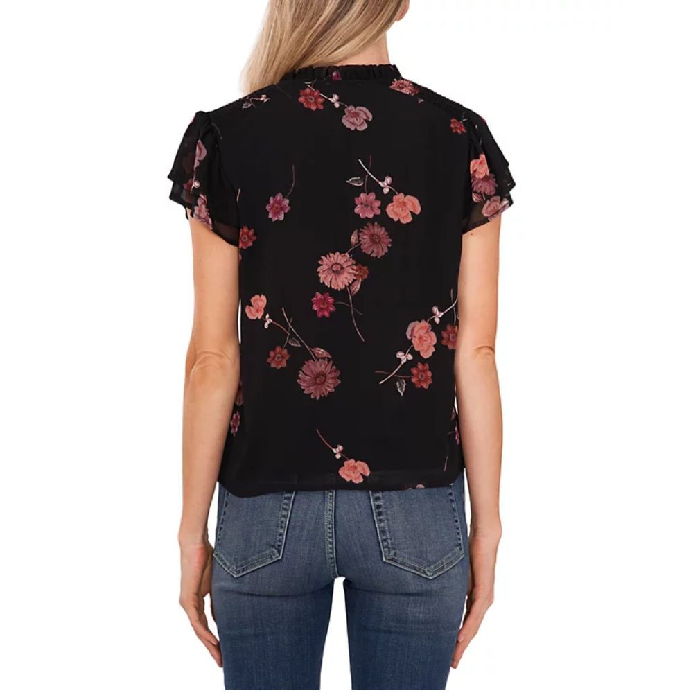 Blusa feminina CeCe com estampa e mangas bufantes, tamanho P