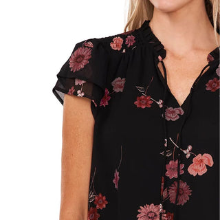 Blusa feminina CeCe com estampa e mangas bufantes, tamanho P