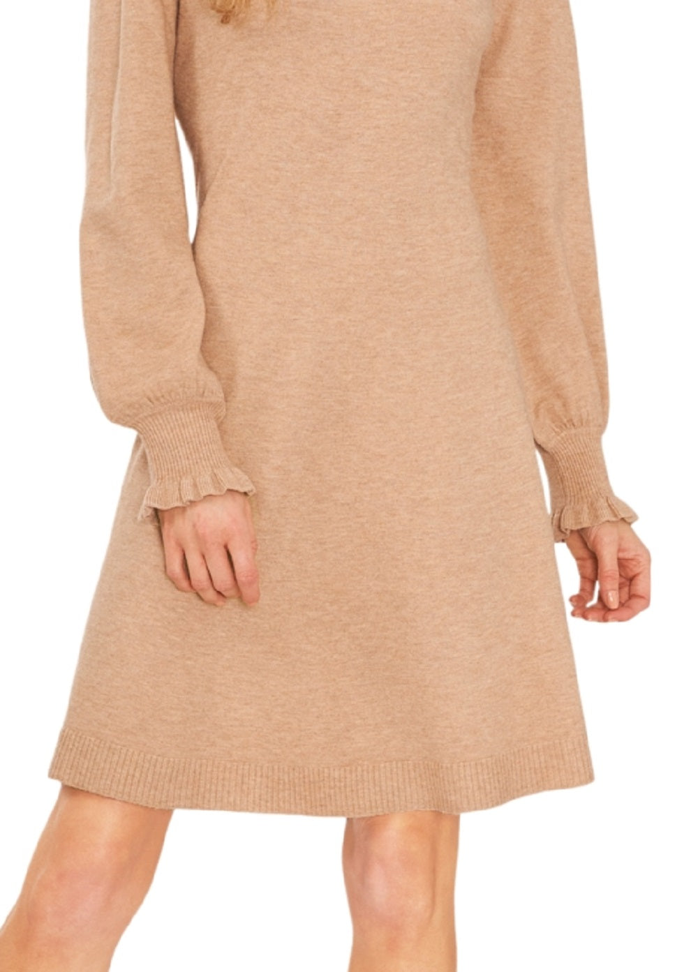 Vestido suéter feminino CeCe com gola falsa marrom tamanho pequeno