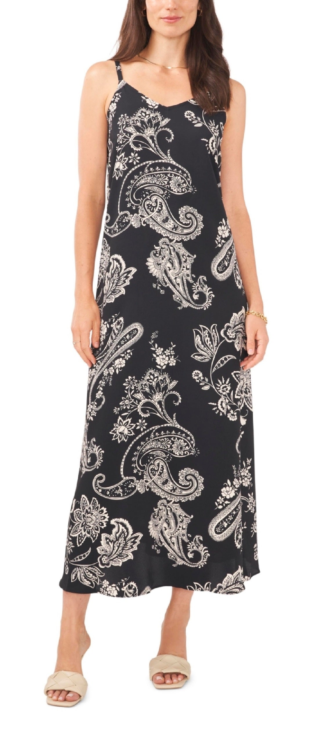 Vestido longo feminino Vince Camuto cinza tamanho médio