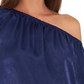 Vince Camuto Blusa feminina de um ombro só, manga comprida, azul, tamanho X-S