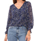 Blusa feminina Vince Camuto com estampa animal e manga balão, azul