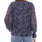 Blusa feminina Vince Camuto com estampa animal e manga balão, azul