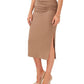 Saia midi franzida lateral feminina Vince Camuto, marrom, tamanho médio