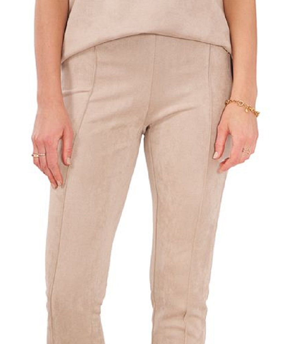 Leggings Vince Camuto Pintuck de camurça sintética feminina, marrom, tamanho extrapequeno