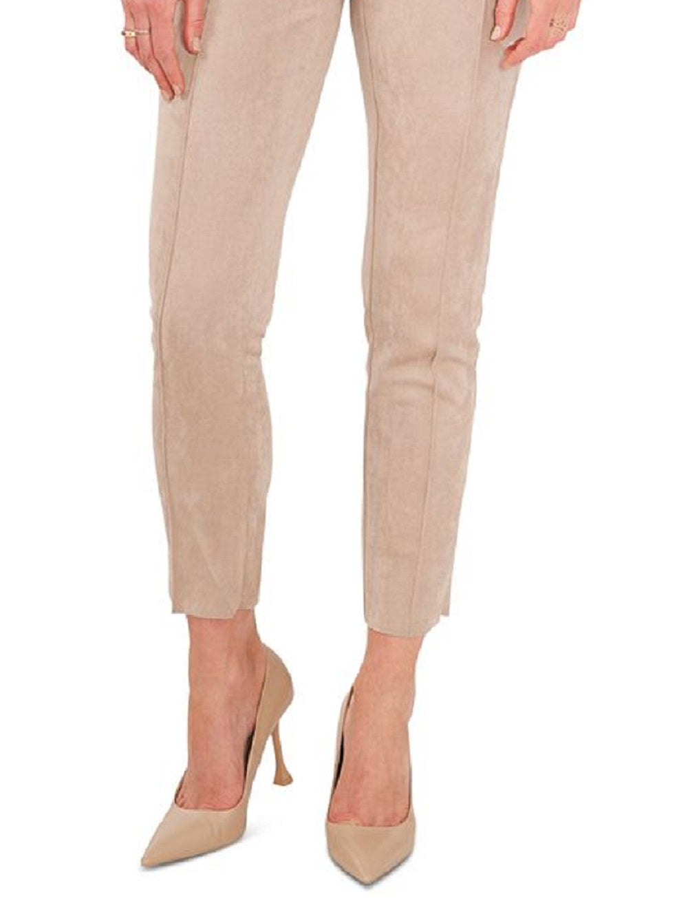 Leggings Vince Camuto Pintuck de camurça sintética feminina, marrom, tamanho extrapequeno