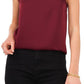 Vince Camuto Blusa feminina de cetim martelado sem mangas com gola alta, vermelha, tamanho médio