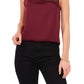 Vince Camuto Top feminino de cetim martelado sem mangas com gola alta, vermelho, tamanho extragrande