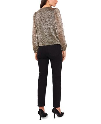 1.STATE Blusa feminina com manga balão floral cinza tamanho pequeno