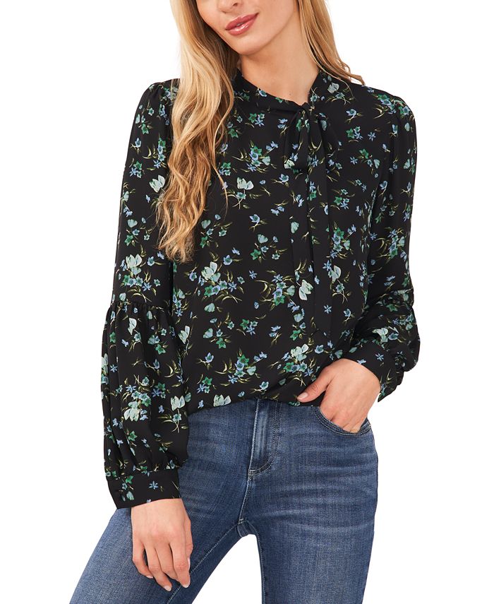 Blusa CeCe Feminina com Decote Amarrado, Preta, Tamanho Pequeno