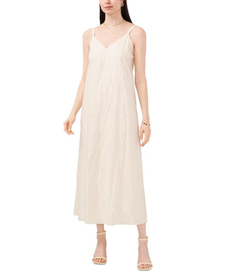 Vince Camuto Women's Metallic Stripe Sleeveless Maxi Dress White Size Small