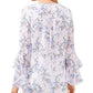 Blusa feminina Vince Camuto com estampa floral, manga 3/4 e decote em V, branca