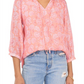 Blusa feminina Vince Camuto com decote em V e manga curta, rosa, tamanho grande