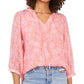 Blusa feminina Vince Camuto com decote em V e manga curta, rosa, tamanho grande