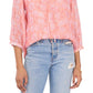 Blusa feminina Vince Camuto com decote em V e manga curta, rosa, tamanho grande