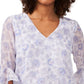 Blusa feminina Vince Camuto com estampa floral e mangas bufantes, branca, tamanho extragrande