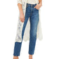 Vince Camuto Duster Feminino Open Stitch Branco Tamanho Pequeno