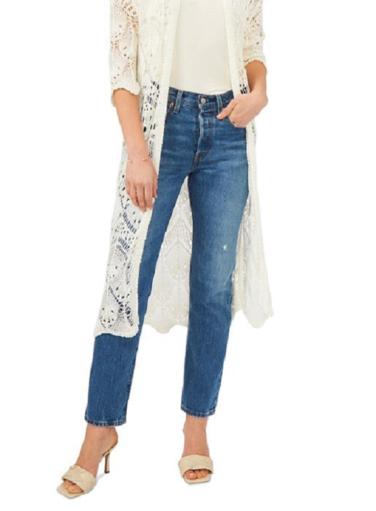 Vince Camuto Duster Feminino Open Stitch Branco Tamanho Pequeno