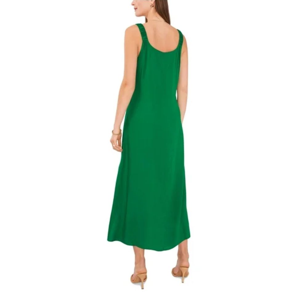 Vestido de festa longo com fenda e decote em V, comprimento chá, verde, tamanho extrapequeno, Vince Camuto
