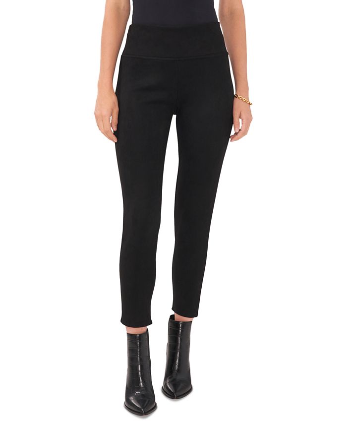 Leggings femininas Vince Camuto com cós largo, pretas, tamanho pequeno